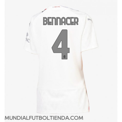 Camiseta AC Milan Ismael Bennacer #4 Segunda Equipación Replica 2023-24 para mujer mangas cortas